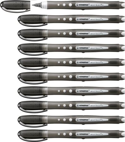 Stabilo worker+ colorful - rollerball 0,5 mm - zwart - doos 10 stuks