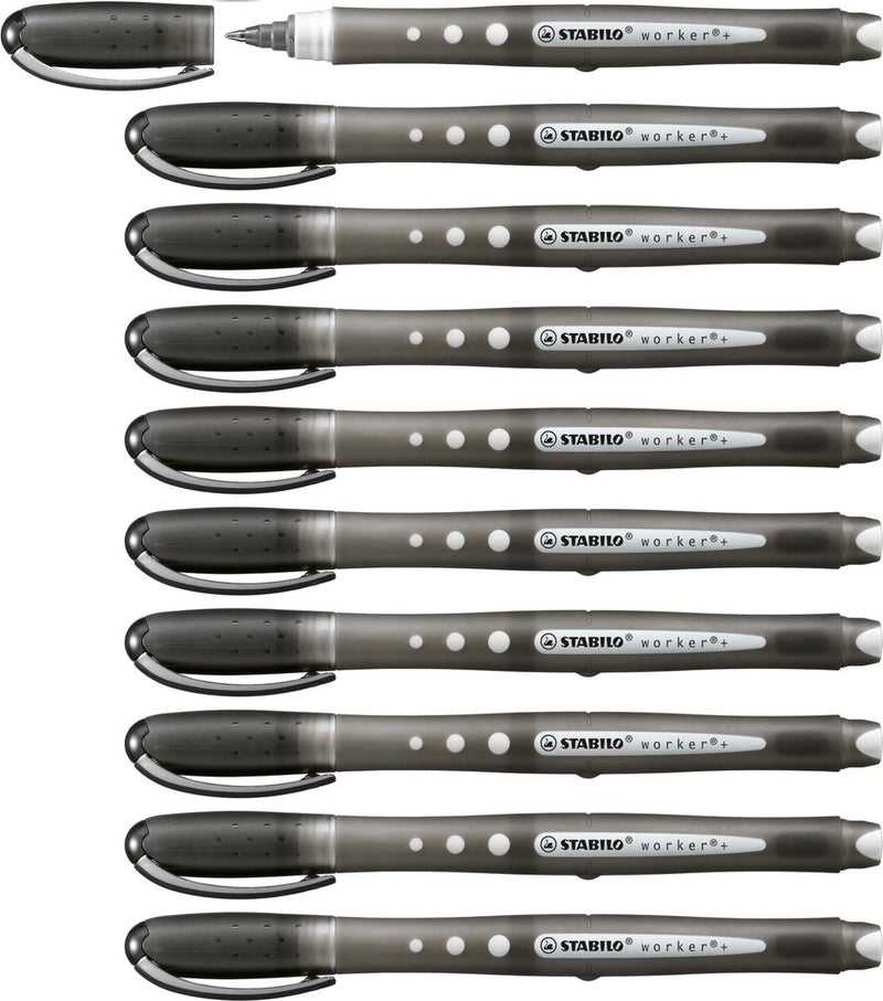 Stabilo worker+ colorful - rollerball 0,5 mm - zwart - doos 10 stuks