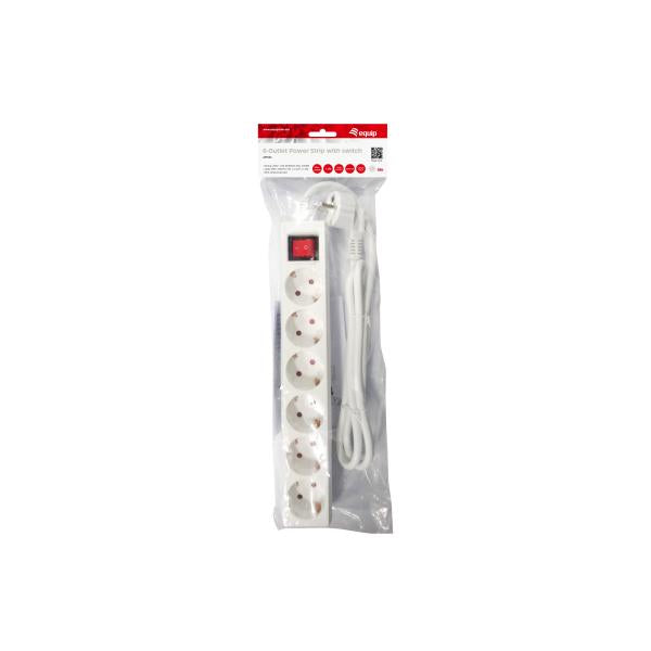 Equip 245552 6-outlet power strip with switch, 6x ac outlet(s) indoor, type f, 1.5 mm², 1.5 m