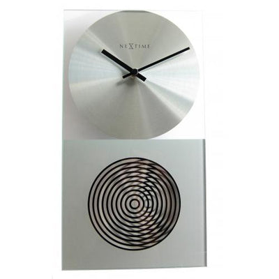 Nextime nextime klok 3028 op clock, 16x30.2 cm, wall, glass, silver