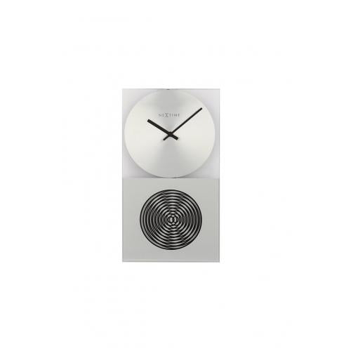 Nextime nextime klok 3028 op clock, 16x30.2 cm, wall, glass, silver