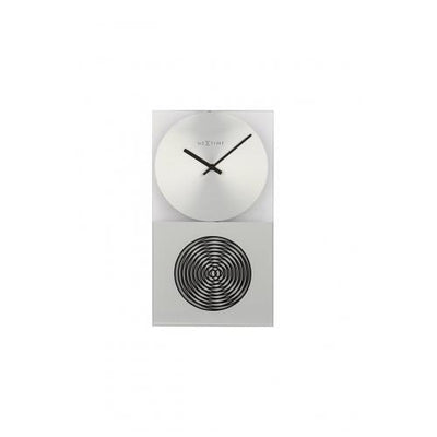 Nextime klok 3028 op clock, 16x30.2 cm, wall, glass, silver