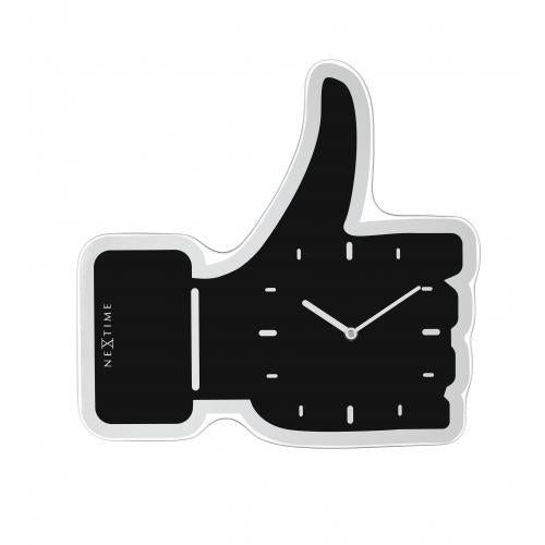 Nextime nextime klok 3072zw thumbs up, 40.5x41.cm, wall, black silver