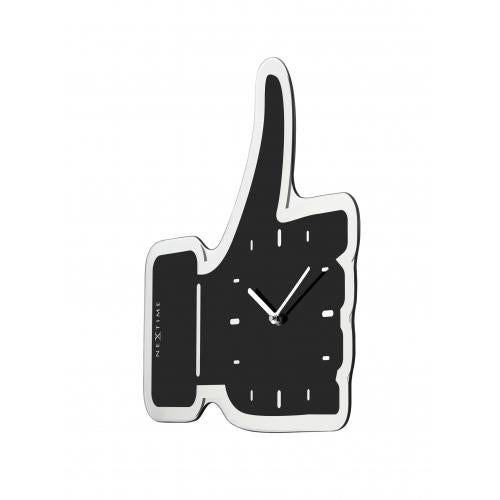 Nextime nextime klok 3072zw thumbs up, 40.5x41.cm, wall, black silver