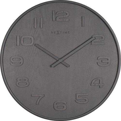 Nextime nextime klok 3095gs wood wood big, ø52.8 cm, wall, gray