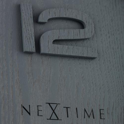 Nextime nextime klok 3095gs wood wood big, ø52.8 cm, wall, gray