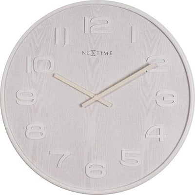 Nextime nextime klok 3096wi wood wood medium, ø35.5 cm,wall, white