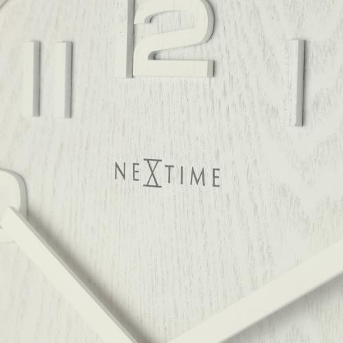 Nextime nextime klok 3096wi wood wood medium, ø35.5 cm,wall, white