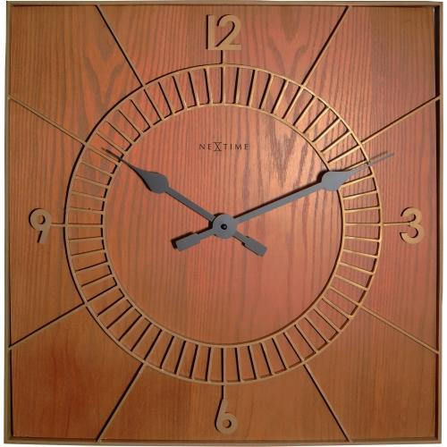 Nextime nextime klok 3112br wood square, 50x50 cm, wall, brown