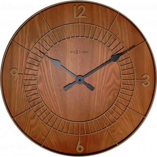 Nextime nextime klok 3113br wood round, ø50 cm, wall, brown