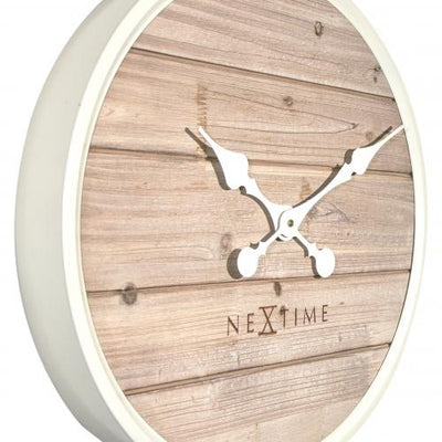 Nextime nextime klok 3134wi plank, ø50 cm, wall, white