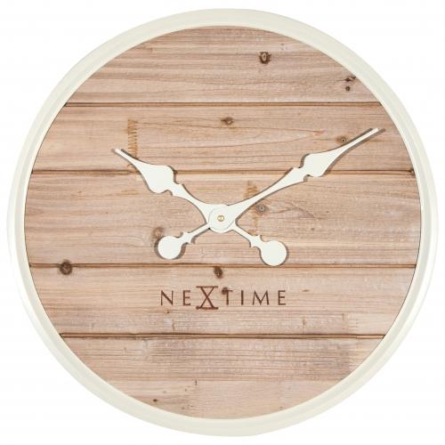 Nextime nextime klok 3134wi plank, ø50 cm, wall, white