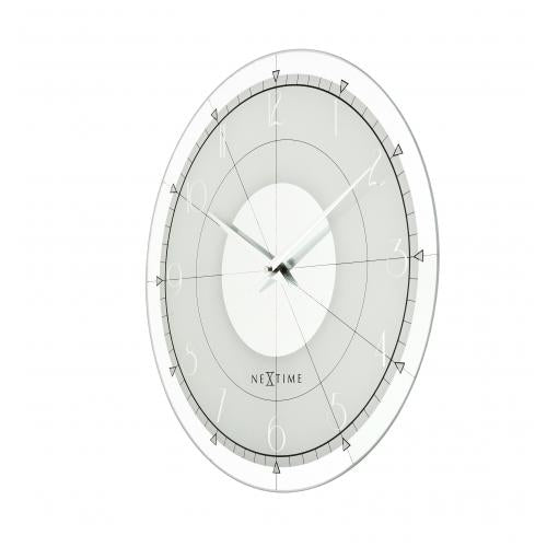 Nextime nextime klok 8125 fancy round, ø43 cm, wall, white silver