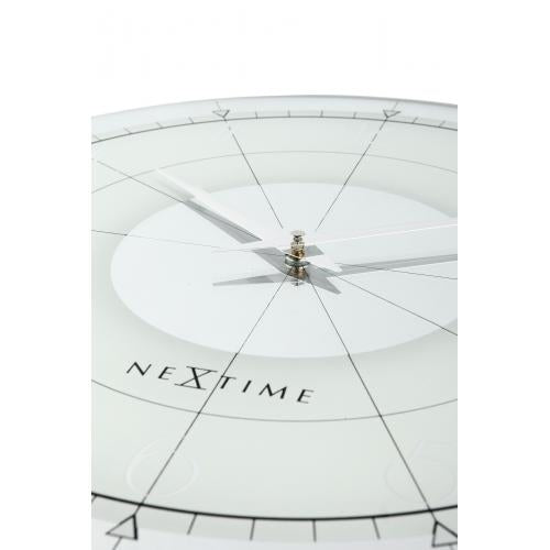 Nextime nextime klok 8125 fancy round, ø43 cm, wall, white silver