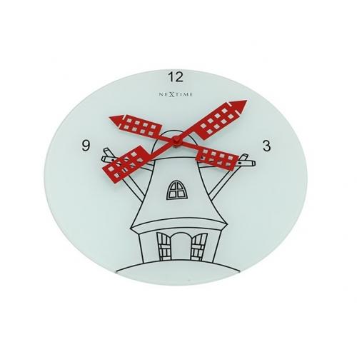 Nextime nextime klok 8807 windmil, ø30 cm, wall, white black red