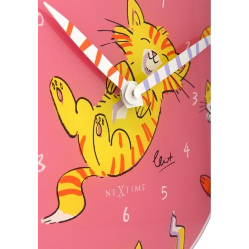 Nextime nextime klok 8810 tickle my tummy, ø30 cm, wall, pink multi-color