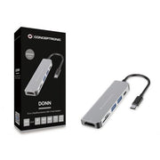 Conceptronic donn02g 6-in-1 multifunctional usb hub adapte, usb 3.2 gen 1 type-c, hdmi, 5 gbps, alu - afbeelding 2