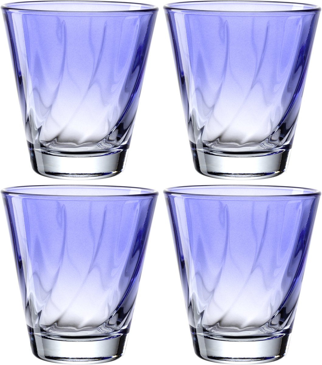 Leonardo twist drinkglas 215ml blauw - set 4