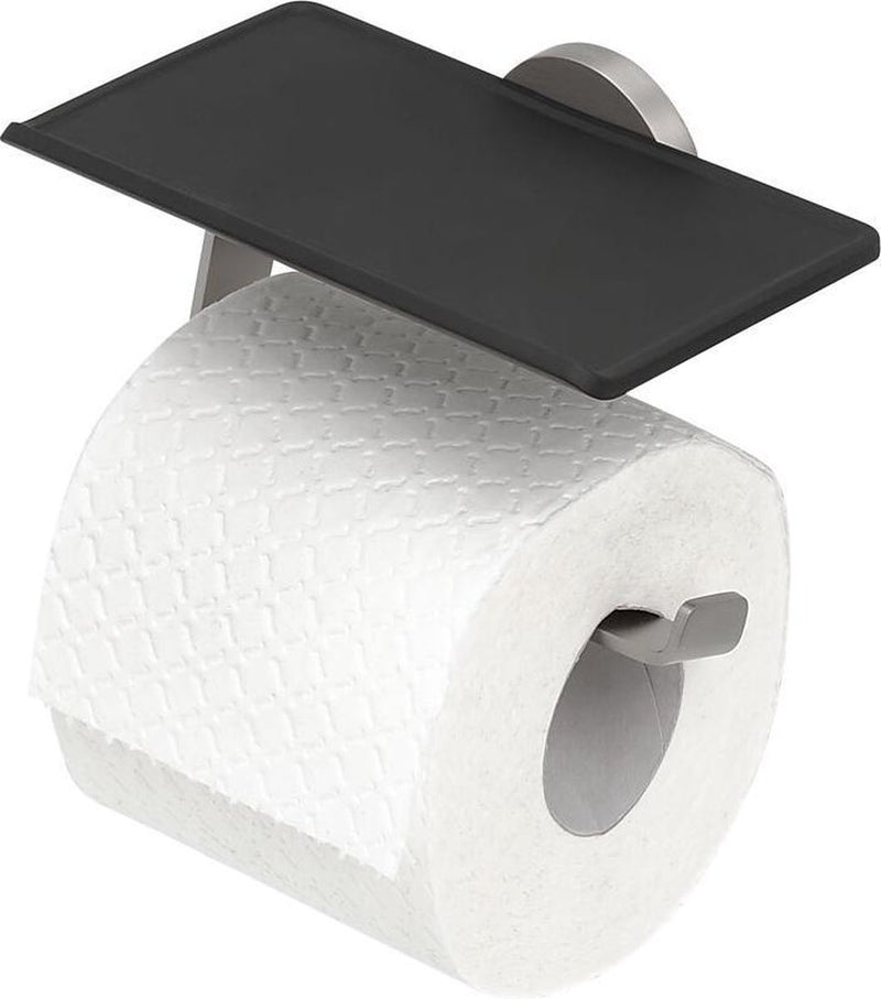 Tiger noon - wc rolhouder met planchet - toiletrolhouder - zonder boren - boren of lijmen - rvs geborsteld