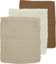 Meyco baby uni washandjes - 3-pack - hydrofiel - offwhite sand toffee - 20x17cm