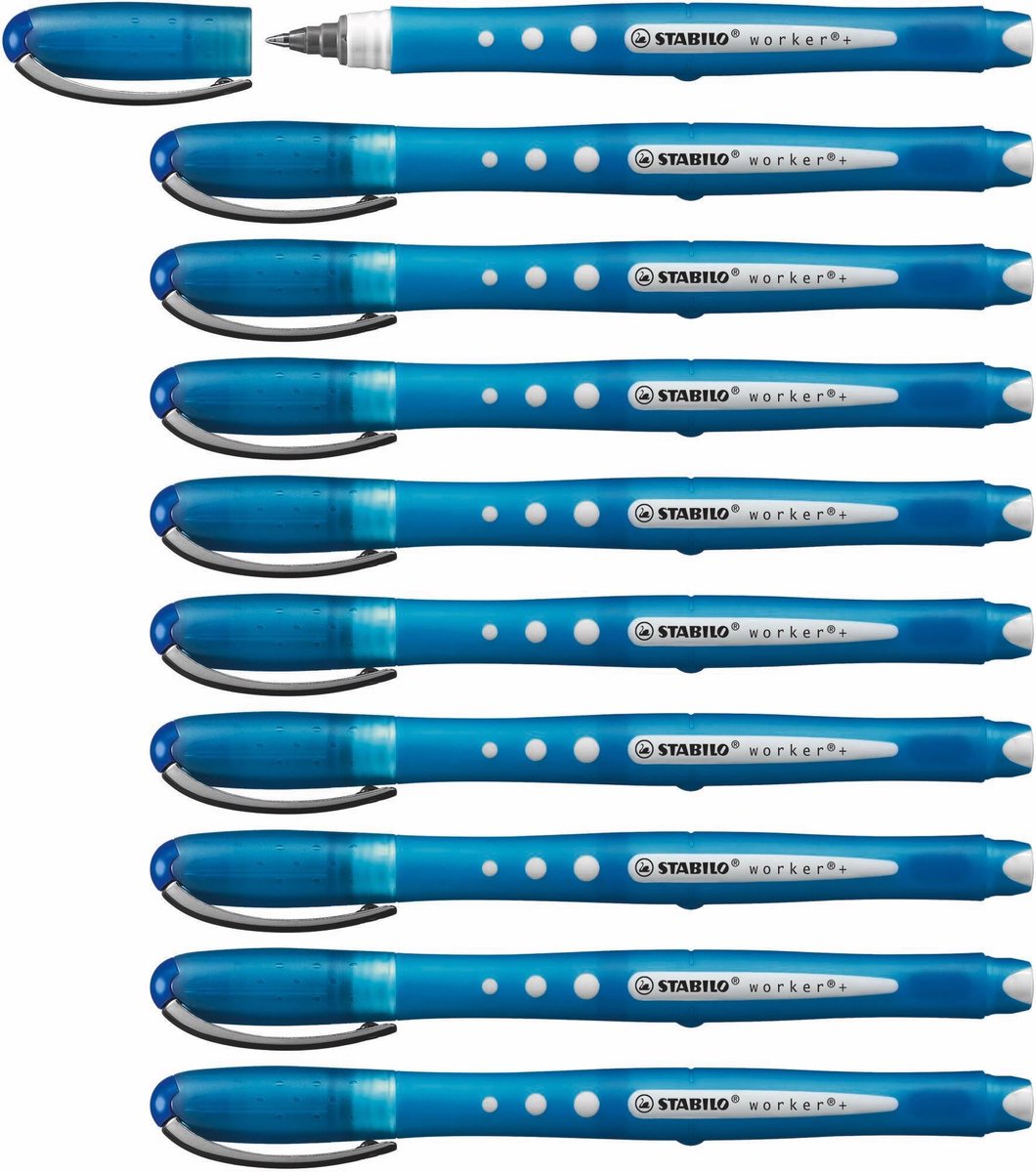 Stabilo worker+ colorful - rollerball pen 0.5 mm - blauw - doos 10 stuks