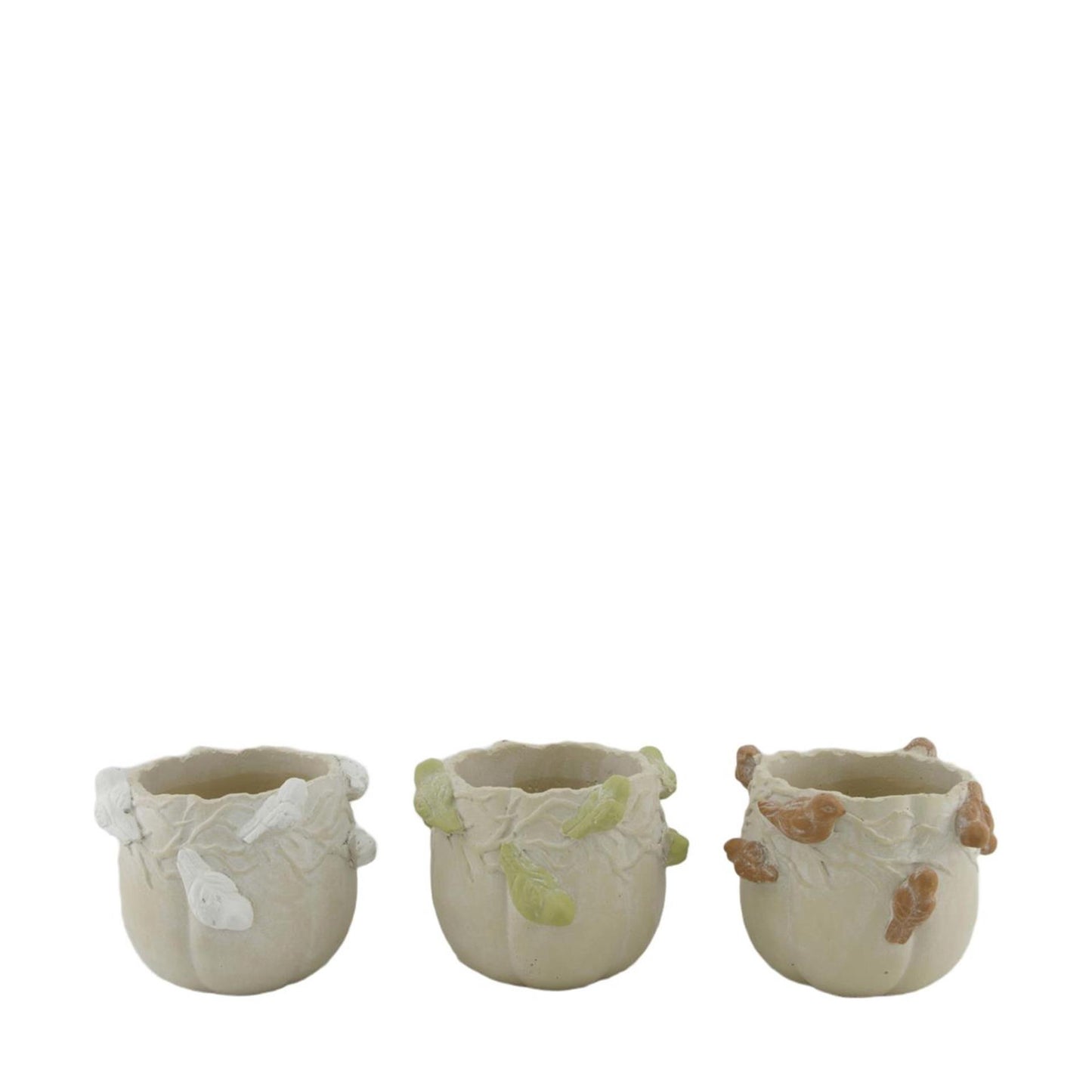 Dijk natural collections bloempot met vogels cement 15x15x12,5cm