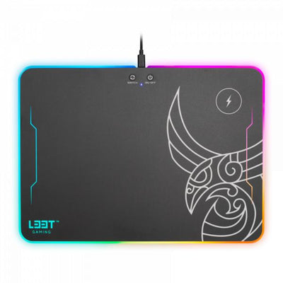 L33t gaming l33t gaming 160378 kvennavagn rgb hard gaming mat w qi charge, 355 x 255 x 5.8 mm, black