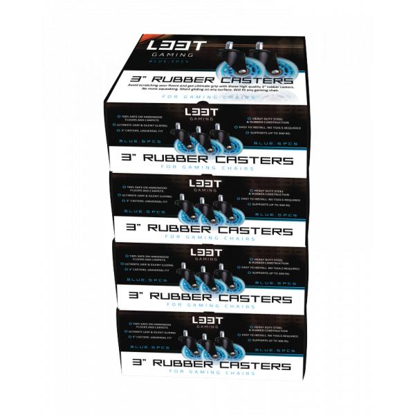 L33t gaming 160529 3inch rubber casters, blue, 5pcs