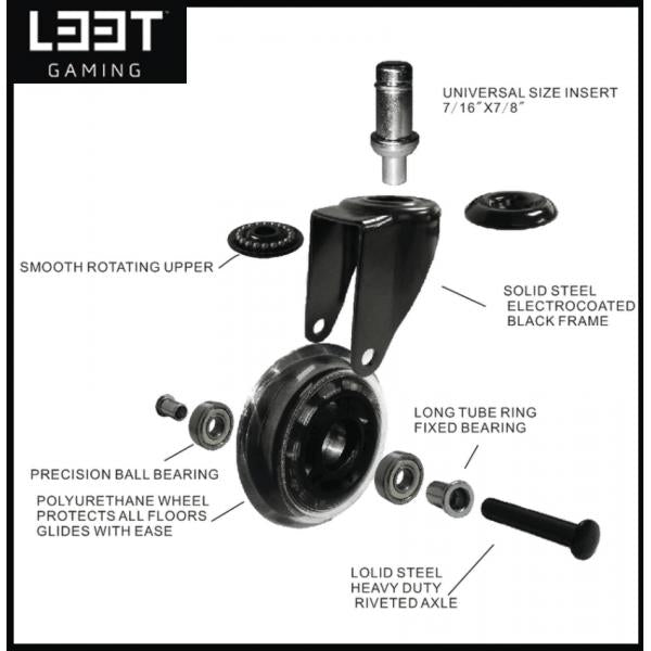 L33t gaming 160529 3inch rubber casters, blue, 5pcs
