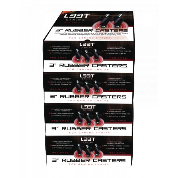 L33t gaming l33t gaming 160530 3inch rubber casters, red, 5pcs