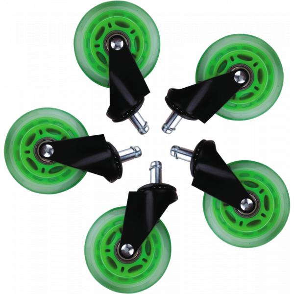L33t gaming 160531 3inch rubber casters, green, 5pcs