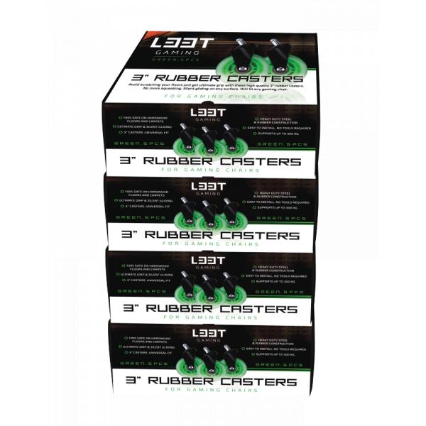 L33t gaming 160531 3inch rubber casters, green, 5pcs