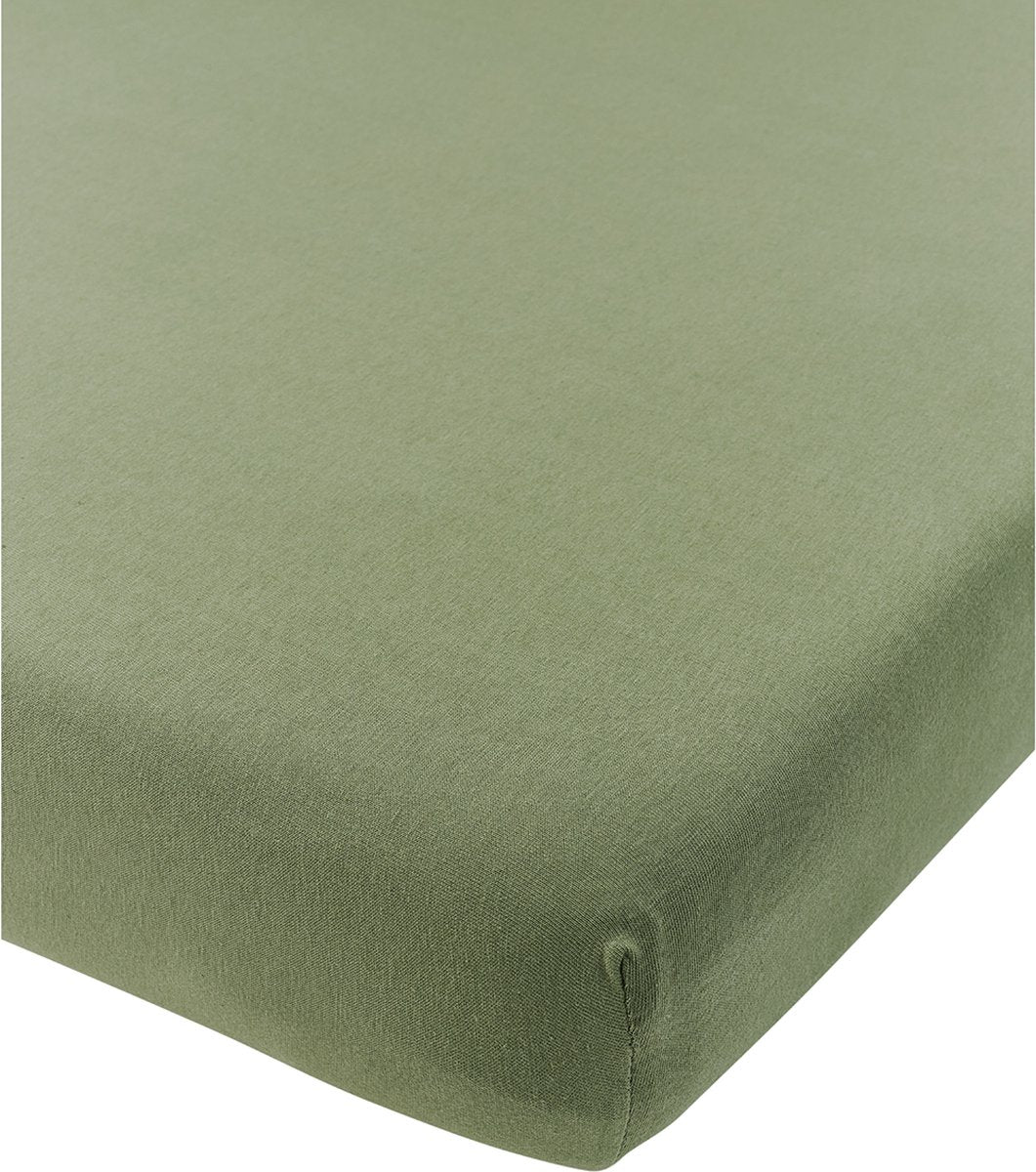 Meyco baby uni hoeslaken wieg - jersey - olive green - 40x80 90cm