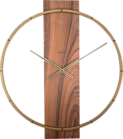 Nextime carl – wandklok – 50.8 × 58.2 × 4.3 cm – hout staal – bruin