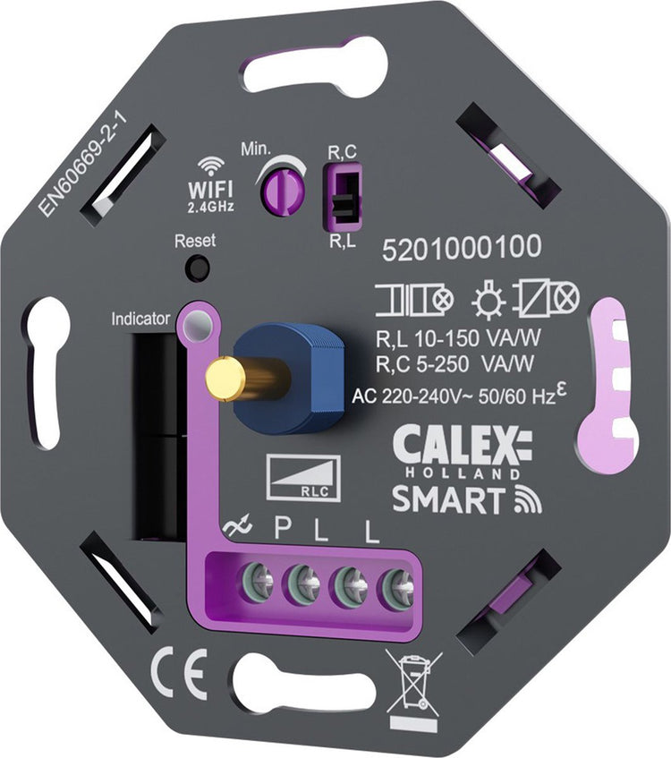 Calex smart led dimmer - wifi - inbouw - 5-250w - fase aan afsnijding - universeel