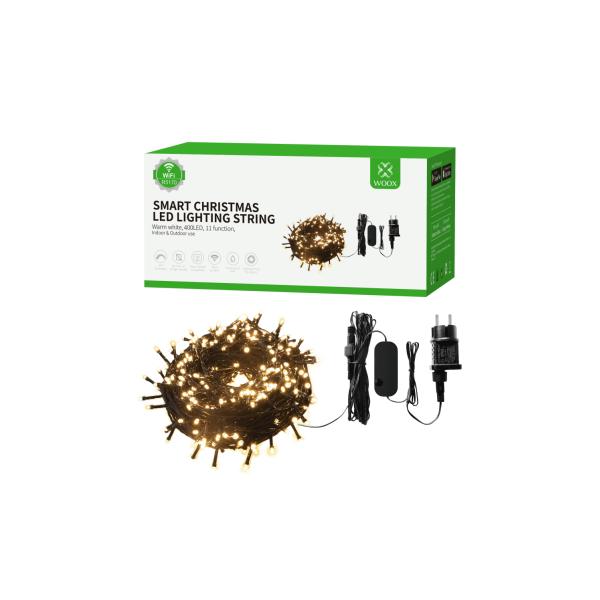 Woox woox r5170 slimme kerstverlichting wi-fi 40 meter, 400leds, 230 lumen, warm-wit met dim en geluid