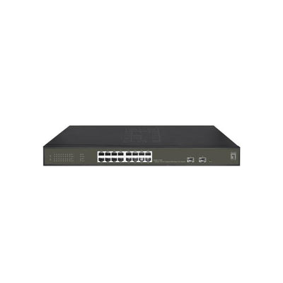 Levelone levelone ges-2118p hilbert 18-port gigabit poe lite managed l2 switch, 16x poe, 230w, 2x sfp