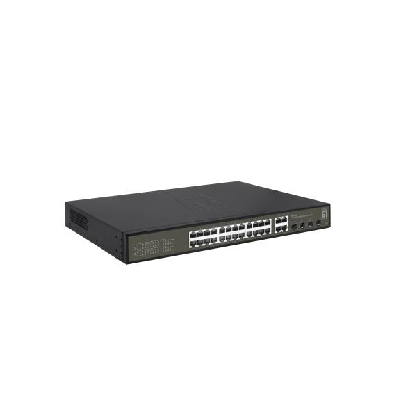 Levelone levelone ges-2128p hilbert 28-port gigabit poe lite managed switch, 24x poe, 380w, 4x sfp rj45