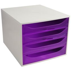 Ladekastje exacompta ecobox lichtgrijs, paars kunststof