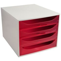 Ladekastje exacompta ecobox lichtgrijs, rood kunststof