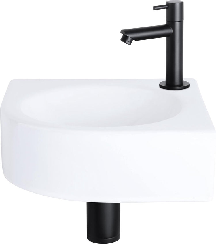 Differnz cleo fonteinset - keramiek - kraan recht mat zwart - 30 x 30 x 10 cm