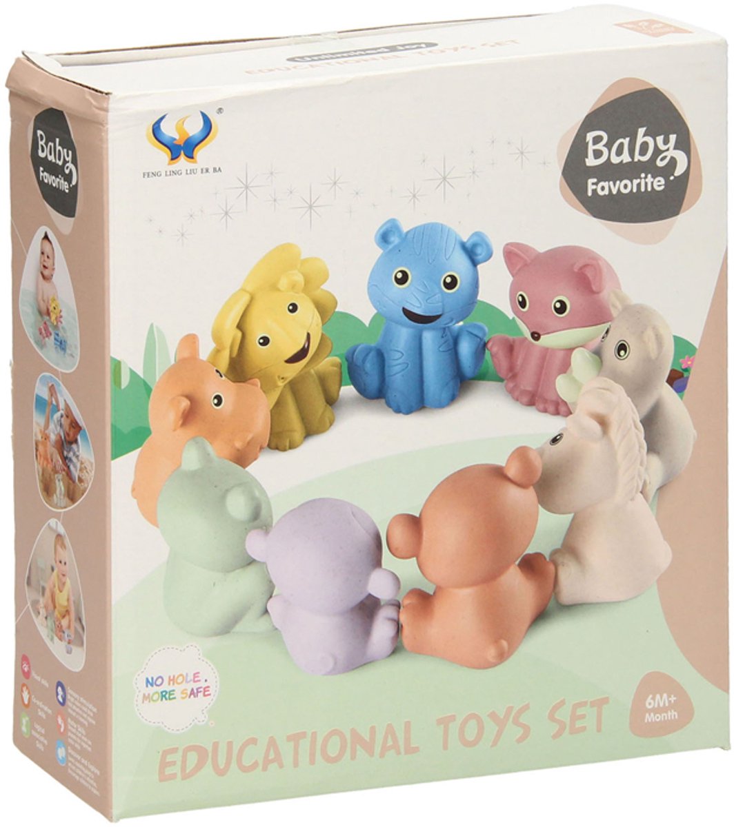 Lobbes badspeelgoed baddieren familie pastel 9-delig veilig babybad.