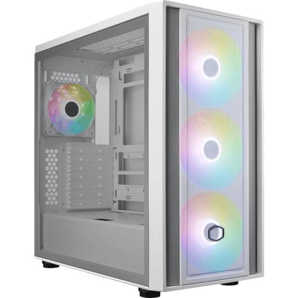 Cooler master masterbox 600 midi tower behuizing (wit | 2x usb-a | 1x usb-c | rgb | tempered glass)