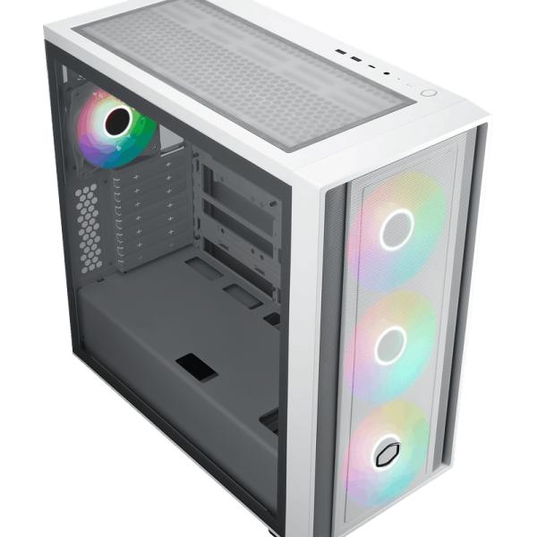 Cooler master masterbox 600 midi tower behuizing (wit | 2x usb-a | 1x usb-c | rgb | tempered glass)