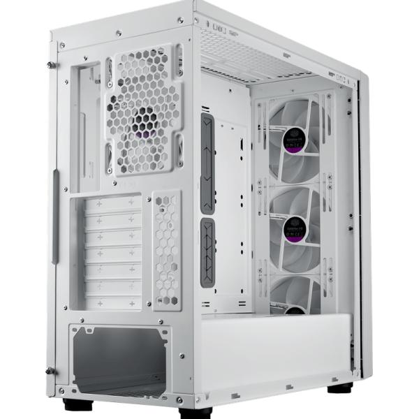Cooler master masterbox 600 midi tower behuizing (wit | 2x usb-a | 1x usb-c | rgb | tempered glass)