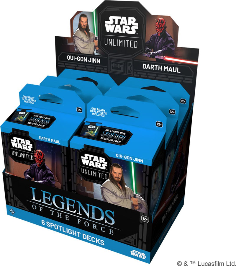 Fantasy flight games star wars unlimited tcg – legends of the force spotlight deck – qui-gon jinn darth maul – display met 6 decks – engelstalig kaartspel – ready to play