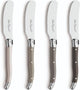 Lou laguiole – 4-delige botermessenset – in houten kistje - mix van authentieke kleuren (peper, grijs, parelmoer, taupe) – 16 cm – vaatwasmachinebestendig - botermesje