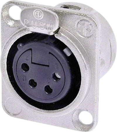 Neutrik nc4fd-l-1 xlr-connector flensbus, contacten recht aantal polen: 4 zilver 1 stuk(s)