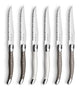 Lou laguiole - 6 steakmessen mixed bruin parelmoer en taupe - inclusief houten blok - vaatwasmachinebestendig