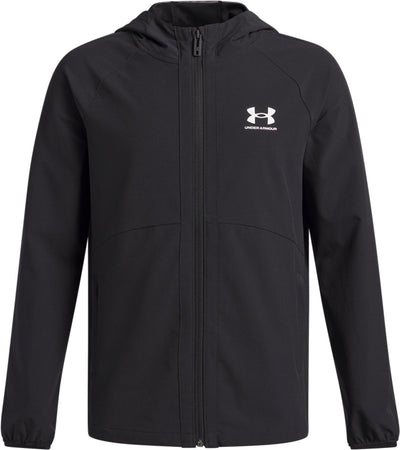 Under armour ua vibe woven windbreaker-blk jongens sportjas - zwart - wit